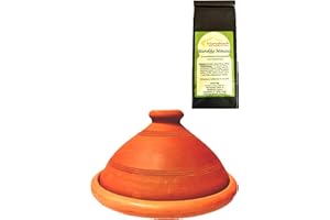 MARRAKESCH Tajine marocchina, con tè | Tagine, non smaltato privo di sostanze nocive, originale dal Marocco, pentola di terracotta per cucinare, Tuareg Ø 26 cm, per 1-3 persone | fatto a mano da Marrakech