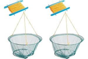 QUICKDRAW 2 x Crab Line Nets – Handheld Crabbing Nets with 30cm Mesh & Metal Rings – Outdoor Crab Line Catching Kit for Kids & Adults – Catch Crabs Shrimps Small Fish – Family Beach Fun