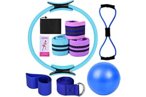 UPVEN Genérico Kit Pilates,Juego de 8 Piezas,aro Pilates Mujer,Pelota Pequeña de Pilates,Aro de Pilates,Kit de Pilates para Ejercicio en Casa,Cintas Elásticas musculación