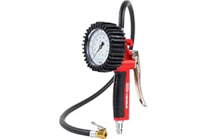 GAV Inflador Ruedas Coche con Manometro Presion Neumaticos Profesional WIKA 80mm para Compresor Aire - Homologada