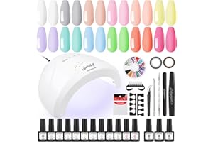 SPTHTHHPY Kit Completo Uñas Semipermanentes 12PCS Esmalte en Gel con 48W Lámpara, Kit en Gel de UV Gel para Manicura Francesa DIY Uña Arte，Kit Para uñas Semipermanentes con Capa Base y Superior