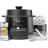 NEWLUX - SmartChef V600 Electric Cooker 6L (1200W), Kitchen Robot with 4 Pressure Levels (90Kpa) and 17 Programmes. 24h Progr