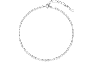 Cangall Silver Anklets for Women, 925 Sterling Silver Ankle Bracelet, Adjustable Beach Barefoot Foot Chain, Summer Holiday Silver Ankle Chain, Classic Women's Silver Simple Ankle Jewellery for Girls