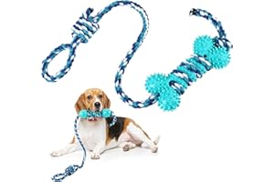 Bestomrogh Hundespielzeug Kauspielzeug aus Naturkautschuk Interaktives Kauspielzeug mit 48cm Robustes Hundespielzeug langem Seil zum Reinigt Zähne für kleine, mittlere und große Hunde