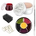 Wismee Special Effects Sfx Makeup Kit Professional Scar Wax Set 6 Color Bruise Wheel Makeup Kit Face Body Paint Oil with Sponges, Fake Scab Blood, Spatula Tool