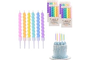 ‎BOLOSA Bolosa Geburtstagskerzen, 24 Stück Bunte Geburtstagskerzen für Torte, Kerzen Geburtstag, Helical Kerzen Geburtstag, Geburtstagskerzen Kinder, Kuchenkerzen, Geburtstagskerzen für Torte, tortenkerzen