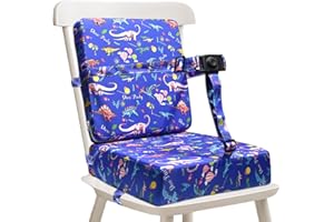 YINGAVERSAI Sitzerhöhung Stuhl Kind, Kinder Sitzerhöhung für Stühle, 2 Stücke Sitzkissen mit Sicherheits Schnalle fur Kinder Esstisch Baby Sitzhilfe, Waschbar Tragbare Stuhl Sitzerhöhung Boostersitze (Blau Dino)