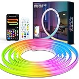 CHACOKO WiFi RGB con IC Striscia LED al Neon 3M, Compatibile con Alexa, Google Assistant, 84 LED/metro, LED al neon in Silico
