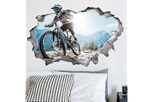 SUPERDANT Calcomanías de pared 3D para bicicleta de motocross, calcomanías de pared para bicicleta de montaña, murales artísticos, calcomanías adhesivas para sala de estar, dormitorio, habitación de