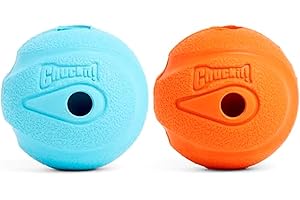 Chuckit! Interactive Ball Dog Toy Whistler Noise, Durable Rubber Dog Balls, Launcher Thrower Compatible Interactive Toys for Dogs for Boredom, Medium, Pack of 2