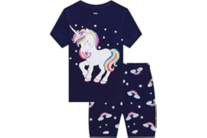 MIXIDON Mädchen Schlafanzug Kurz Kinder Sommer Baumwolle Kinder Pyjama 98 104 110 116 122 128 134 140 146