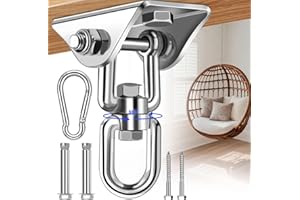 FoiiLiio Gancio Soffitto Sacco Boxe Gancio per Soffitto 360° Ruota Gancio da Soffitto in Acciaio Inox 450 kg capacità Ganci Altalena Cuscinetto per Cemento Legno Veranda Sedile Yoga