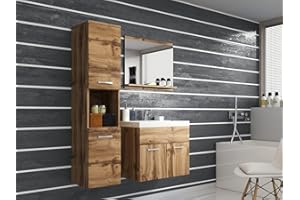 PIASKI - MONT000 Montreal, Set di mobili da bagno piccolo, lavabo incluso, colori assortiti (Legno Wotan)