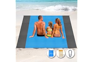 Henrycares Alfombra de Playa 250 x 200cm Grande, Mantas de Playa Antiarena Impermeable Esterilla Playa, Playa Accesorios con 4 Clavos de Fijación, Ideal para Viajes al Aire Libre (Azul)