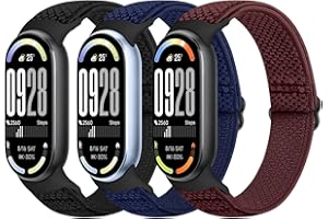 Bcuckood Elastyczna bransoletka kompatybilna z Xiaomi Smart Band 9 / Xiaomi Smart Band 8, dla kobiet i mężczyzn, rozciągliwa, elastyczna nylonowa bransoletka zamienna do Xiaomi Mi 9/8, 3 sztuki