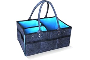 AEESRRU Baby Windel Caddy Organizer Korb tragbar Storage Bin groß Kindergarten Tasche mit Wechselbaren Fächer für für Wickelkommode, Beißring, Windel, Best Baby Geschenk Korb (Dunkelgrau)