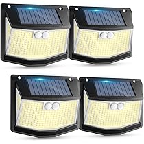LOTMOS Zonnelamp voor buiten, bewegingsmelder, met afstandsbediening, 342 leds, zonnelamp, IP65, waterdicht, zonnelamp, 3 modi, verlichting op zonne- energie, voor tuin, garage, binnenplaats, koud wit