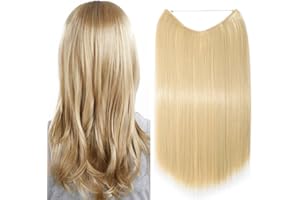20"(50cm) SEGO Extensiones de Cabello de Hilo Invisible sin Clip [Blanqueador Rubio] Pelo Sintético Se Ve Natural Una Pieza Postizos Pelucas Lisas (90g)
