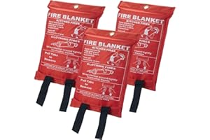 Thrink 3x Fire Blanket 1m x 1m Emergency Fire safety Blanket Safety Quick Release Fire Blanket Retardant Safety Shelter Easy to Use and Deploy Perfect for Kitchens, Homes and Offices