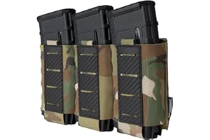 IDOGEAR Custodia Per Caricatori Tattici 5.56 Triple Mag Pouch MOLLE Magazine Pouch Rifle Magazine Carrier con fibra di carbonio modellato PP Plate Fit per M4 M14 M16 AR15