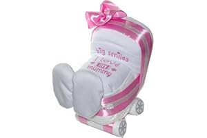 ‎DUBISTDA -WINDELTORTEN- Windelwagen rosa - 3 tlg Geschenk Geburt zur Mädchen - Baby Windeltorte rosa - dubistda© handmade