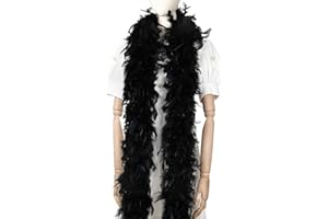 Larryhot 60g Black Feather Boa - 2 Yards Turkey Boa Feathers for Party Bulk,Christmas,Wedding Centerpieces,Costume,Concert,Pet and Home Decoration (Black)