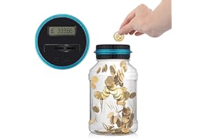 Palmcee Digital Coin Bank,1.8L Large Capacity Transparent Money Saving Jar, SAME QUALITY LOWER PRICE Digital UK Coins Automatic Counting Money Box Jar with LCD Display Birthday for Kids