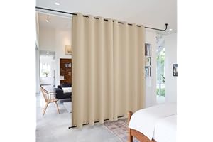 PONY DANCE Rideaux d'Extérieur Isolant Thermique à Double Oeillets Anti Froid Anti Chaleur Toile Imperméable pour Extérieur/Intérieur, Jaune Beige, 132 x 213 cm, Lot de 2