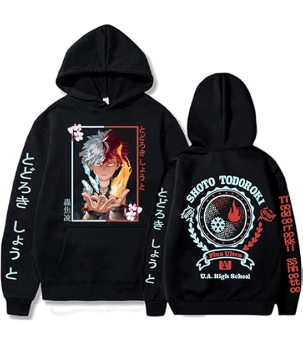 Felpa Con Cappuccio My Hero Academia: Maglione Stampato 3D Con Izuku, Bakugou E Todoroki – Morbido, Con Tasche, Unisex