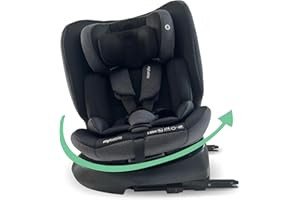 My Babiie MBCS200 360° Spin R129 Baby Car Seat – Top Tether, ISOFIX, Birth to 12yrs (40-150cm), i-Size, ERF, Group 0+/1/2/3, Rotating 360 Swivel - Black