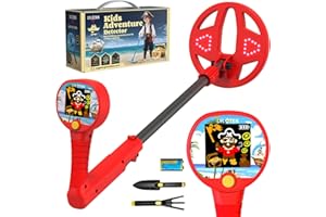 DR.ÖTEK Metal Detector Bambini, Schermo a Colori Innovativo, Piastra da 17 cm con Luce LED, Design Leggero e Regolabile, Impugnatura Morbida, Regalo Perfetto per Bambini dai 3 ai 12 Anni,Rosso