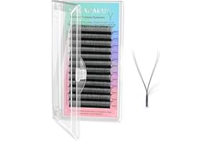 NAGARAKU YY Ciglia Extension 4D Ciglia a Forma di Y Ventagli Prefabbricati Volume Russo Premade Fans Naturale Eyelash Individuali Cluster Wispies Incrociate Ciglia Opaco Nero 12 File(0.07 D 15mm）