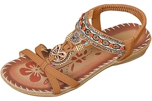 Damsandaler, sommar, bekväma, ortopediska, bohemiska skor, platta nakna fötter, halkfria fötter, elastisk remsandal, kompense