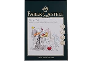 Faber-Castell Art & Graphic Sketch Pad, A4, Acid Free Gummed Paper Pad, 160 GSM, 40 Sheets for Graphite, Pencil, Coloured and Watercolour Pencils, Charcoal, Pitt Pens, Arts, Craft, Home and School