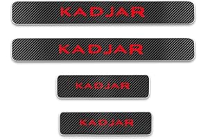 Symilov 4 Piezas Pegatinas Protective de Umbral de Puerta de Coche para REN-Ault KADJAR, Tiras Decoración para Estribos de Coche de Fibra de Carbono con Logotipo,Red