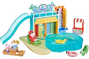 Peppa Pig Zabawki ze Świnką Peppą, zestaw do zabawy z parkiem wodnym Peppy z 15 elementami, w tym 2 figurki ze świata Świnki Peppy, zabawki dla dzieci