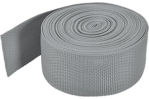 sourcing map 10 Yard/30ft Lightweight Polypropylene Webbing Strap 5cm(2") Backpack Strapping Band Grey for Outdoor Luggage Cargo Straps