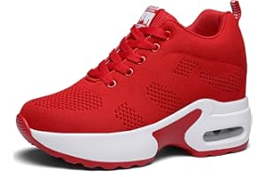 AONEGOLD Zapatillas Deportivas Cuña para Mujer Transpirables Zapatos Wedge Sneakers Tacón Cuña 8CM