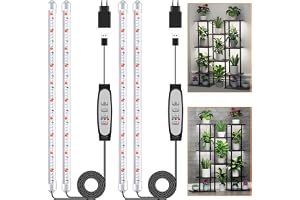 2 förpackningar med 2 ljusband för växtodling, fullspektrum sollampor med timer 6/12/18H, 5 inställbara lägen för succulenter, växthylla, underskåp