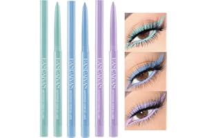 GEEWHILE Coloured Eyeliner Liquid Eyeliner Set, 3 Colours Matte Eyeliner Pencil, All Day Long-Lasting Eye Liners Waterproof Sweat Resistant Highly Pigmented Eyeliner Pencil for Makeup Tool (Cyan Blue Purple)