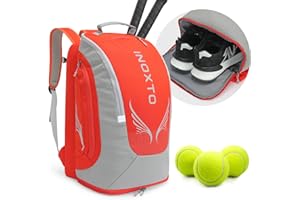 INOXTO 40L Tennis Bags for Women and Men Large Tennis Backpack Can Hold 2 Tennis Rackets, Waterproof and Breathable Pickleball Bag with Independent Shoe Storage for Tennis Badminton Travel Camping