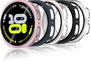 Bigqin 5-Pack Protective Case Compatible with Samsung Galaxy Watch 8 40mm, HD Hard PC Tempered Glass Screen Protector Bumper, Clear, Black, Starlight, Rose Gold, Blue