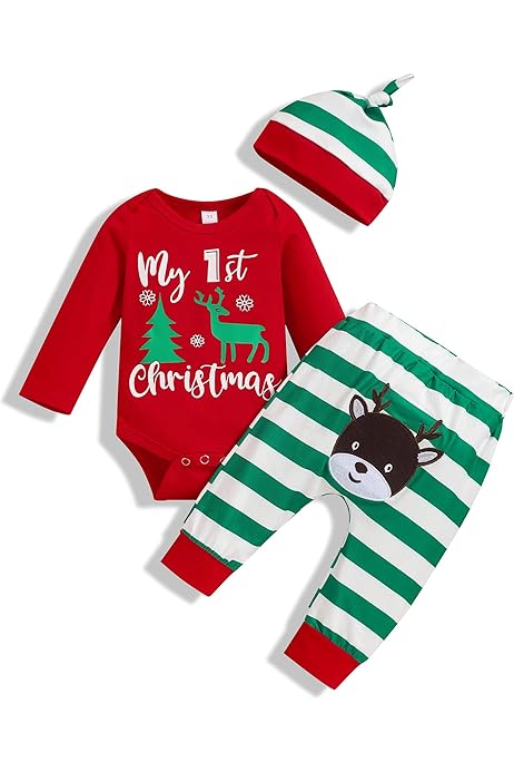 Baby Weihnachtsoutfit Mädchen - My First Christmas Set Mit Strampler & Mütze