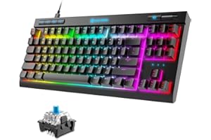 HOOPOND MK17 TKL -Mechanical Gaming Keyboard, 87 Keys 18 Chroma RGB Illuminated LED Backlit Blue Switch Mechanical Keyboard, Dedicated Multimedia Keys, Full keys Anti-ghosting , Win/Mac Compatible-Black