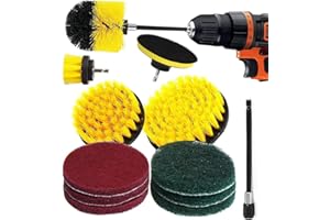 AMZMUKAUP Bürstenaufsatz Bohrmaschine Set, 12 Stück Drill Brush Bohrbürsten Befestigung Reinigungsbürste Felgenbürste zum Reinigen von Bad, Poolfliesen, Bodenbelägen, Ziegel, Keramik