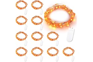 BrizLabs Arancia Autunno Catene Luminose, 12 Pezzi 2M 20 LED Halloween Fili di Rame Stringa Luci a Batteria Decorazioni Autunnali Impermeabile Ghirlanda Luci per Interno Ringraziamento Casa Feste