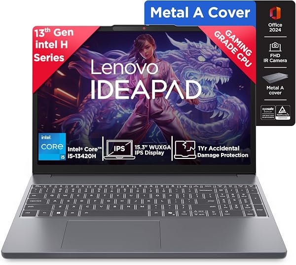 Lenovo IdeaPad Slim 3 13th Gen Intel Core i5-13420H 15.3 inch (38.8cm) WUXGA IPS Laptop (16GB RAM/512GB SSD/Windows 11/Office 2024/Top Metal Cover/Backlit KB/Lu