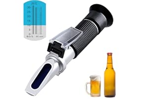 XRCLIF Brix Refractómetro para elaborar cerveza y mosto, refractómetro Brix de mano, hidrómetro refractómetro con función ATC (compensación automática de temperatura)