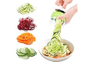 OVOOKER Spiralizzatore di Verdure Tagliapasta per Verdure 4 in1 Multifunzione Affetta Verdure, Mandolina per Verdure Affettatrice per Spaghetti di Zucchine,Carote, Cetrioli