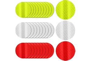 MOZEAT LENS 30Pcs Warning Reflective Stickers Reflective Tape Safety Reflective Sticker Night Visibility Waterproof Reflector Sticker Dot Reflective Tape Sticker for Vehicle, Bicycles, Motorcycles, Clothing (Roun